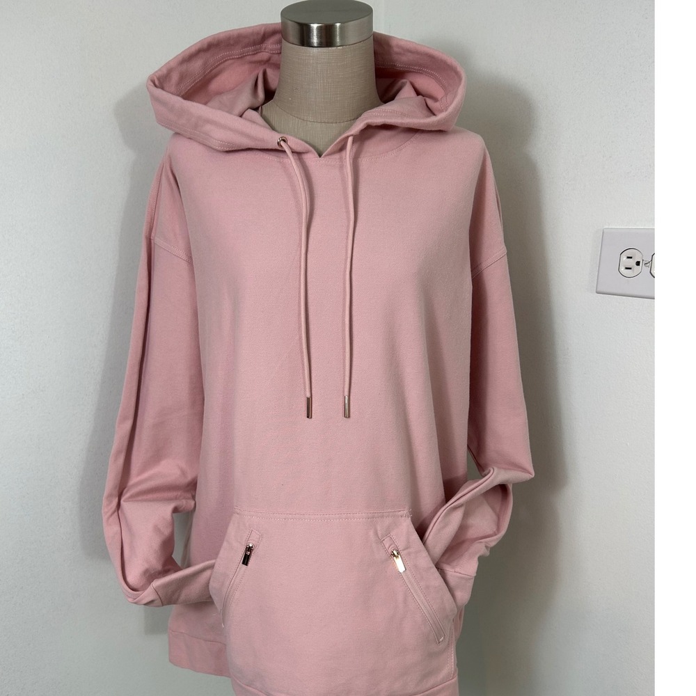 The Limited Athleisure Hoodie Sweatshirt Zip Pockets Pink Rose‎ Gold 1X NWT